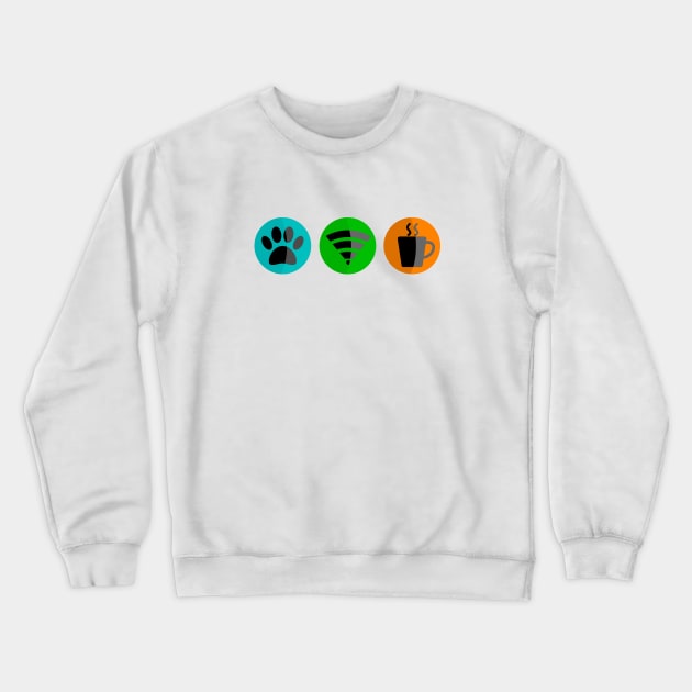 Dogs Wi-Fi & Coffee Crewneck Sweatshirt by Braznyc